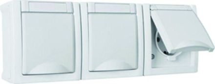 HHG 90591599-DE 3-way horizontal white Schuko socket FR WG