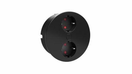 HPF DUPLEX-R.20 socket unit black ROUND, Black