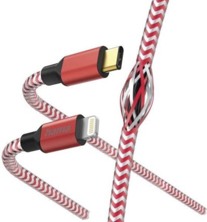 Hama 201562 'Reflective', USB-C-Lightning, 1.5m, red USB charging cable