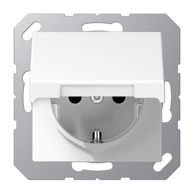 Jung A1520NKLWW SCHUKO socket, 16 A 250 V ~, without claws, hinged lid, Duroplast, Series A, alpine white