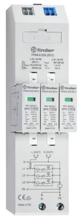 Finder 7P.04.8.255.Z012 Type 1+2 three-phase TN-S TT networks clamping combined arrester