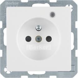 Berker 6765096089 socket with protective contact pin and control LED polar white including Berker Q.1/Q.3