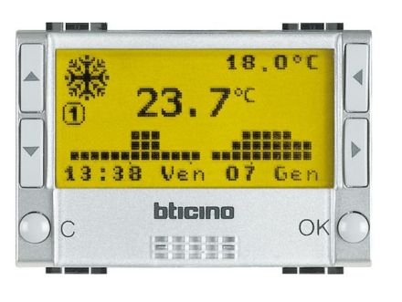 Bticino NT4451 Chronothermostat with display Tech UP , (Silver)