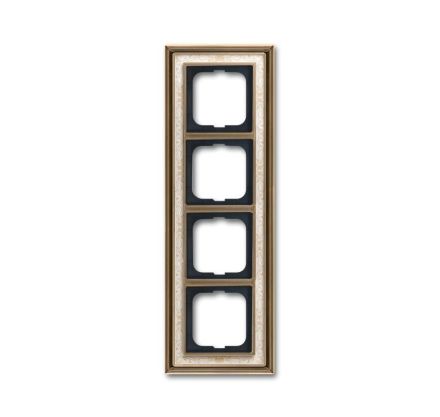 Busch-Jaeger 1724-846 cover frame, 4-way frame antique brass decor ivory white