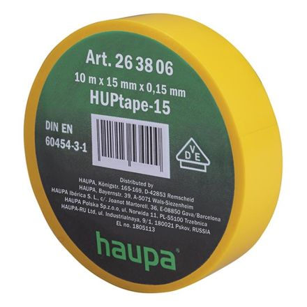 HAUPA 263806 insulating tape PVC 15mm 10m yellow 105°C 0.15mm