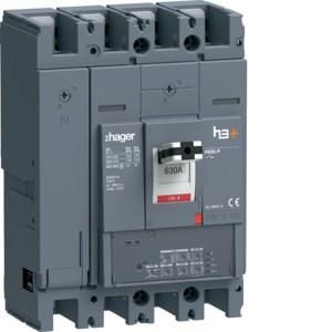 Hager HPW631JR h3+ P630 LSI 4P4D630A 110kA circuit breaker