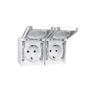 EFAPEL TWO EARTH SOCKETS (SKO) DOUB HORIZ BASE WHITE