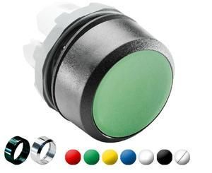 ABB Stotz-Kontakt MP1-7081, push button actuator labeled red, flat momentary, front ring black, 1SFA611100R7081