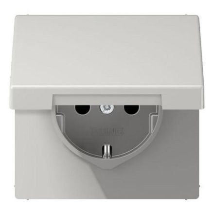 Jung LS1520KIKLLG SCHUKO socket, 16 A 250 V ~, integrated increased contact protection, SAFETY+, hinged lid, Duroplast, LS series, light grey