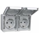 EFAPEL TWO EARTH SOCKETS (SKO) DOUB HORIZ BASE GREY