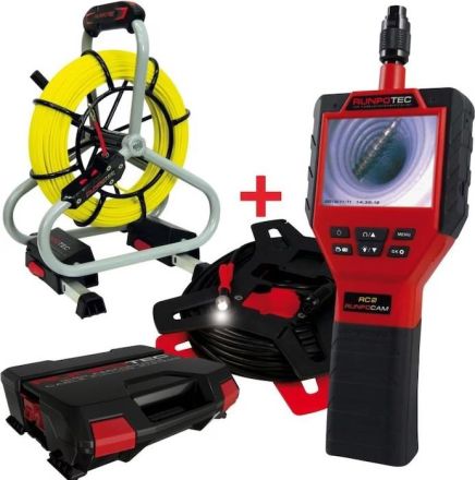 Runpotec RC2 inspection camera 30 m + GF4.5 fiberglass rod Ø 4.5 mm - 50 m for pipe inspection over long distances of up to 50 m