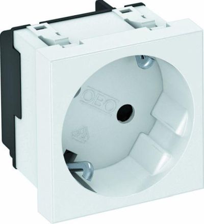 OBO Bettermann 6120073 33° 1-f. 250V 10/16A pure white RAL9010 socket SCHUKO