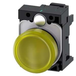 Siemens 3SU1106-6AA30-3AA0 indicator light 22mm round yellow lens smooth