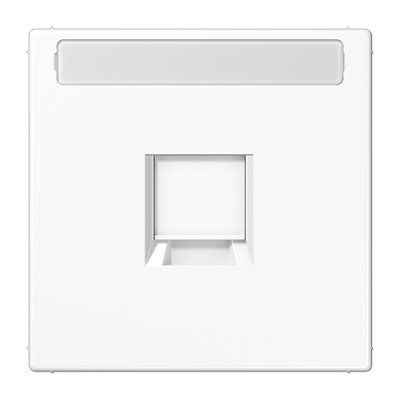 Jung LS1969-1NAWEWW cover (latched) for modular jack sockets 1-way, UMA-CAT6A, RADIALL, Panduit, Assmann, with label field, thermoplastic, LS series, alpine white