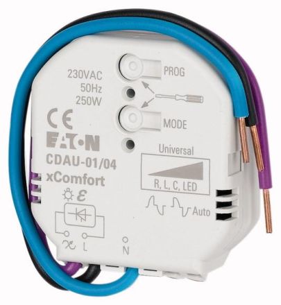 Eaton CDAU-01/04 Smart dimming actuator, R/L/C/LED, 0-250W, 230VAC, flush-mounted, 182443