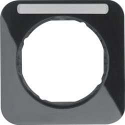 Berker 10112135 frame with label field black, glossy Berker R.1