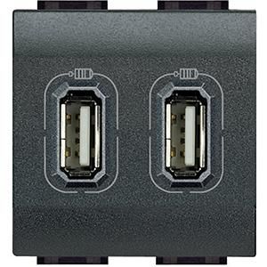 Bticino L4285C2 USB charging module 2-way anthracite.