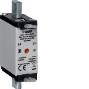 Hager LNH0006MK NH fuse link NH000 gG 500V 6A Iso-Griffl