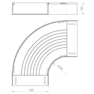 Unex 66330 90° grey RAL7035 100X300 U23X flat bottom
