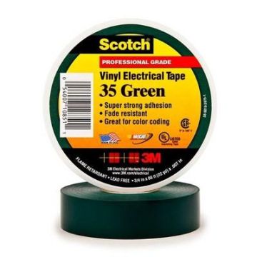 3M 7000031669 #35-20/19 GREEN INSULATING TAPE PVC