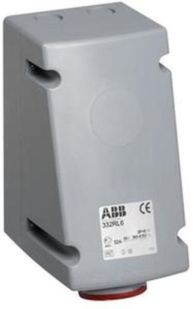 ABB Stotz-Kontakt 332RL5, surface-mounted wall socket, 32 A, IP44 5h, 3P+E, 600-690 V, 50+60Hz, black, 2CMA168418R1000