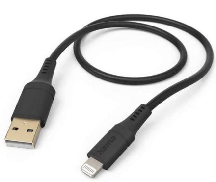 Hama 201567 'Flexible', USB-A-Lightning, 1.5 m, black USB charging cable