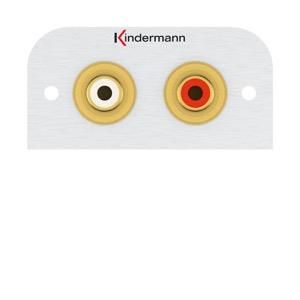 Kindermann 7441000510 Audio L/R 2xCinch with cable breakout connection panel half panel 54x54mm