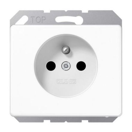 Jung SL521FKIWW socket, French/Belgian system, 16 A 250 V ~, screw terminals, without claws, integrated increased contact protection, SAFETY+, aluminum lacquered