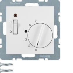 Berker 20318989 Temperature controller 24 V with break contact, central piece, rocker switch and LED polar white,