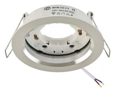 EVN 539214 round polished aluminum GX53 max.9W 230V recessed ceiling spotlight