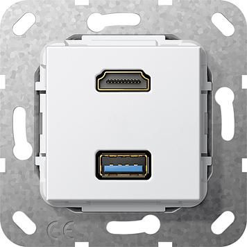 Gira 567903 HDMI, USB 3.0 A cable breakout insert pure white