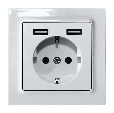 Eltako 30055896 DSS55E+2xUSBA-wg pure white glossy SCHUKO socket