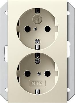Gira 273501 Double SCHUKO KS, for 1.5-way box System 55 Cream white