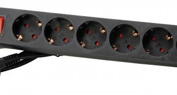 Kopp 120915006 TSD 6-way 1.5qmm supply cable 1.4m BS black power strip