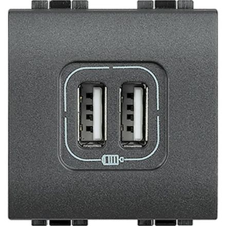 Bticino L4287C2 USB charging station LivingLight USB A+C 2-module anthracite, (anthracite)