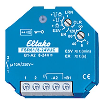 ELTAKO FSR61/8-24V UC wireless impulse switching relay | 1 normally open contact, 10 A, 24 V DC