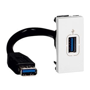 Legrand 078746 USB connection unit MOSAIC USB OUTLET+CABLE 1MOD WS, (white)