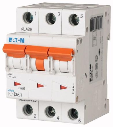 Eaton PXL-C63/3 circuit breaker, 63A, 3p, C-Char , 236432