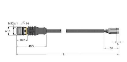 Turck 6625040 RSC4.5T-2/TEL actuator and sensor cable