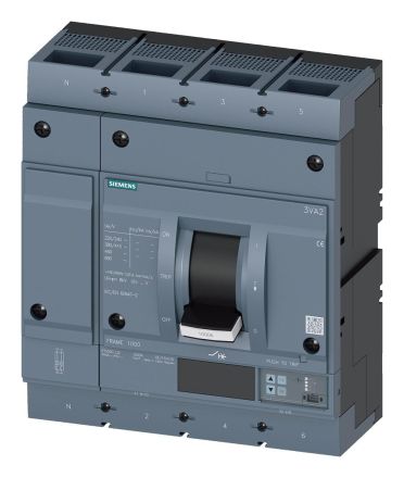 Siemens 3VA2563-7JP42-0AA0 3VA2 630A 4-pole 110kA ETU5 LSI circuit breaker