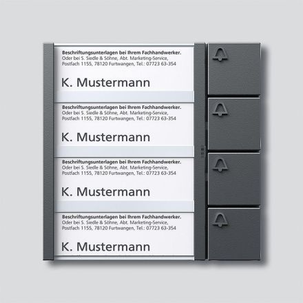Siedle BTM 650-04 DG bus button module in dark grey mica