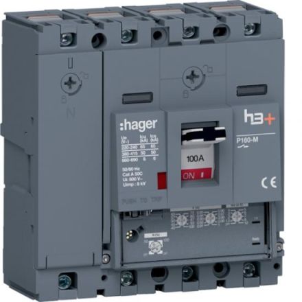 Hager HMS101GC h3+ P160 4P4D 100A 50kA circuit breaker