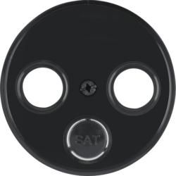 Berker 12032045 central piece for antenna socket 2- and 3-hole black, glossy R.1/R.3/R.cla