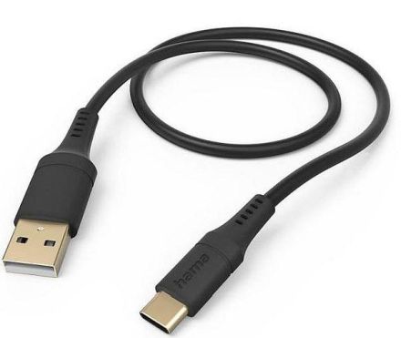 Hama 201570 'Flexible', USB-A-USB-C, 1.5 m, black USB charging cable
