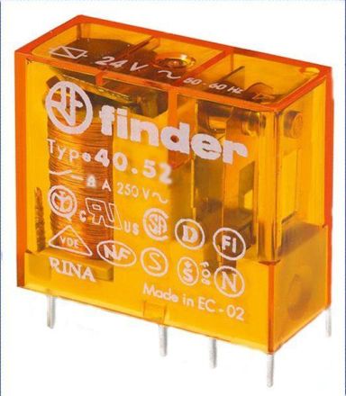 Finder 40.52.8.120.0000 2 changeover contacts for 8 A coil 120 V AC plug-in/print relay