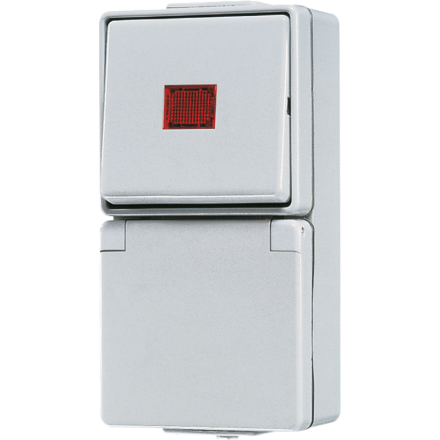 Jung 676KOW SCHUKO® socket 16 A 250 V ~ with rocker control switchUniversal off-change 10 AX 250 V ~, 16 A 250 V ~, IP 44, WG 600