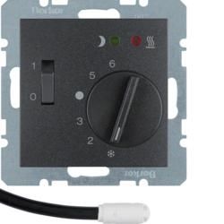 Berker 20341606 floor temperature controller with closer, central piece, rocker switch, anthracite, m