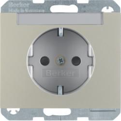Berker 47387004 SCHUKO socket with labelling field stainless steel, painted Berker K.5