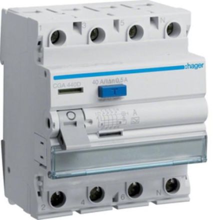 Hager CGA440D residual current circuit breaker 4-pole 40/0, 5A