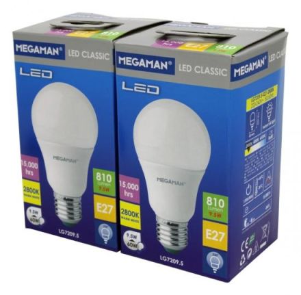 Megaman 2-pack Classic A60 9.5W 810lm E27 828 LED bulbs
